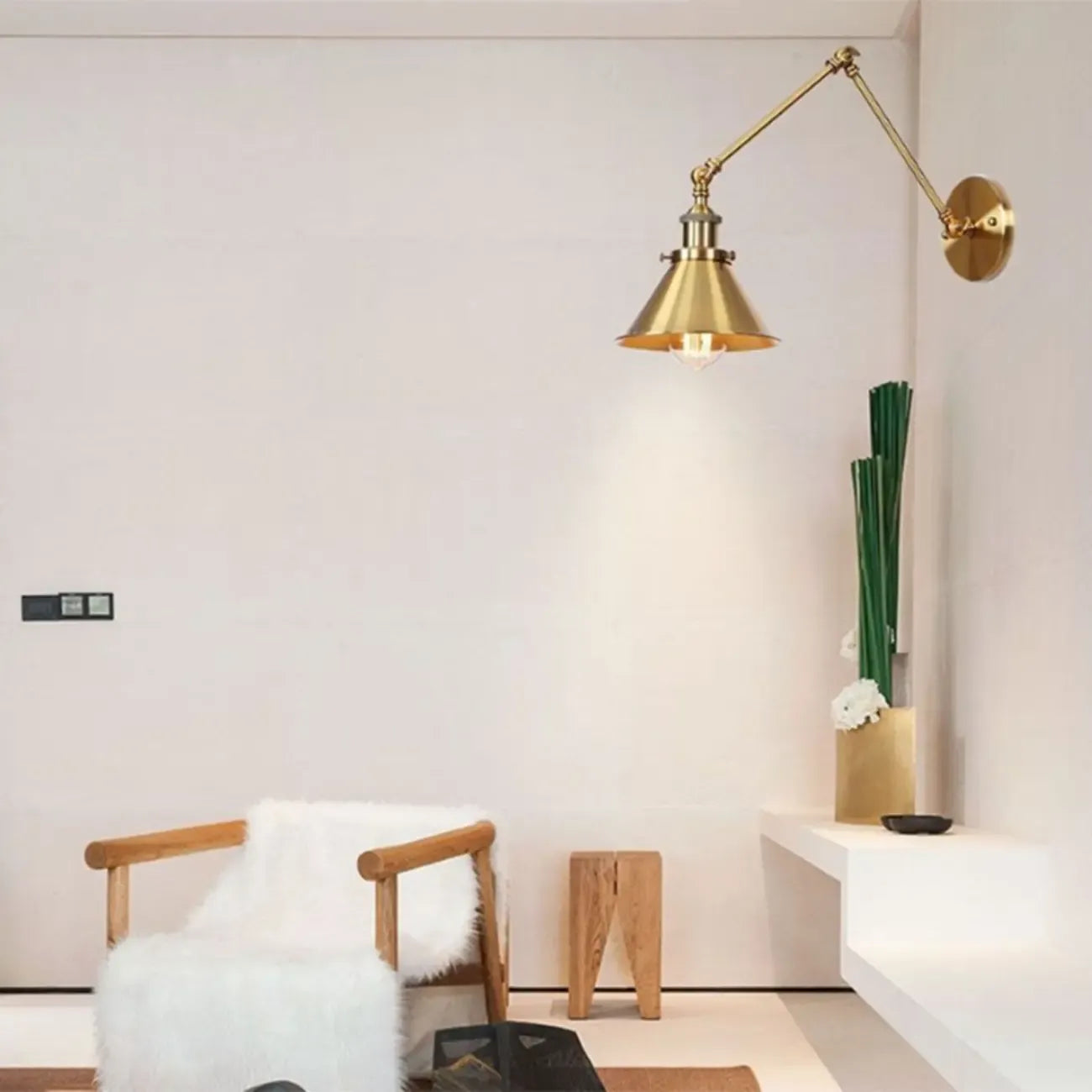Vintage Adjustable Swing Arm Wall Light for Living Room