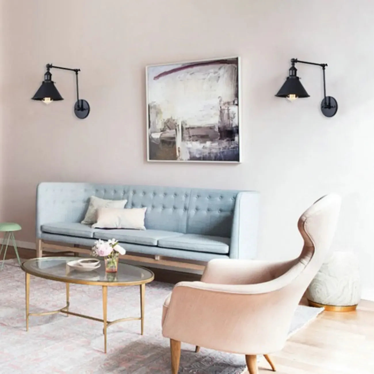 Vintage Adjustable Swing Arm Wall Light for Living Room
