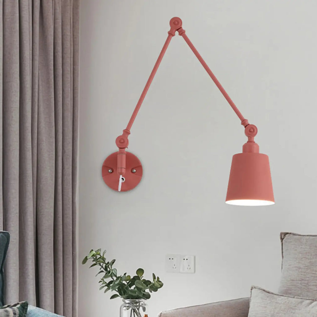 Adjustable Iron Swing Arm Wall Light for Bedside/Study Space