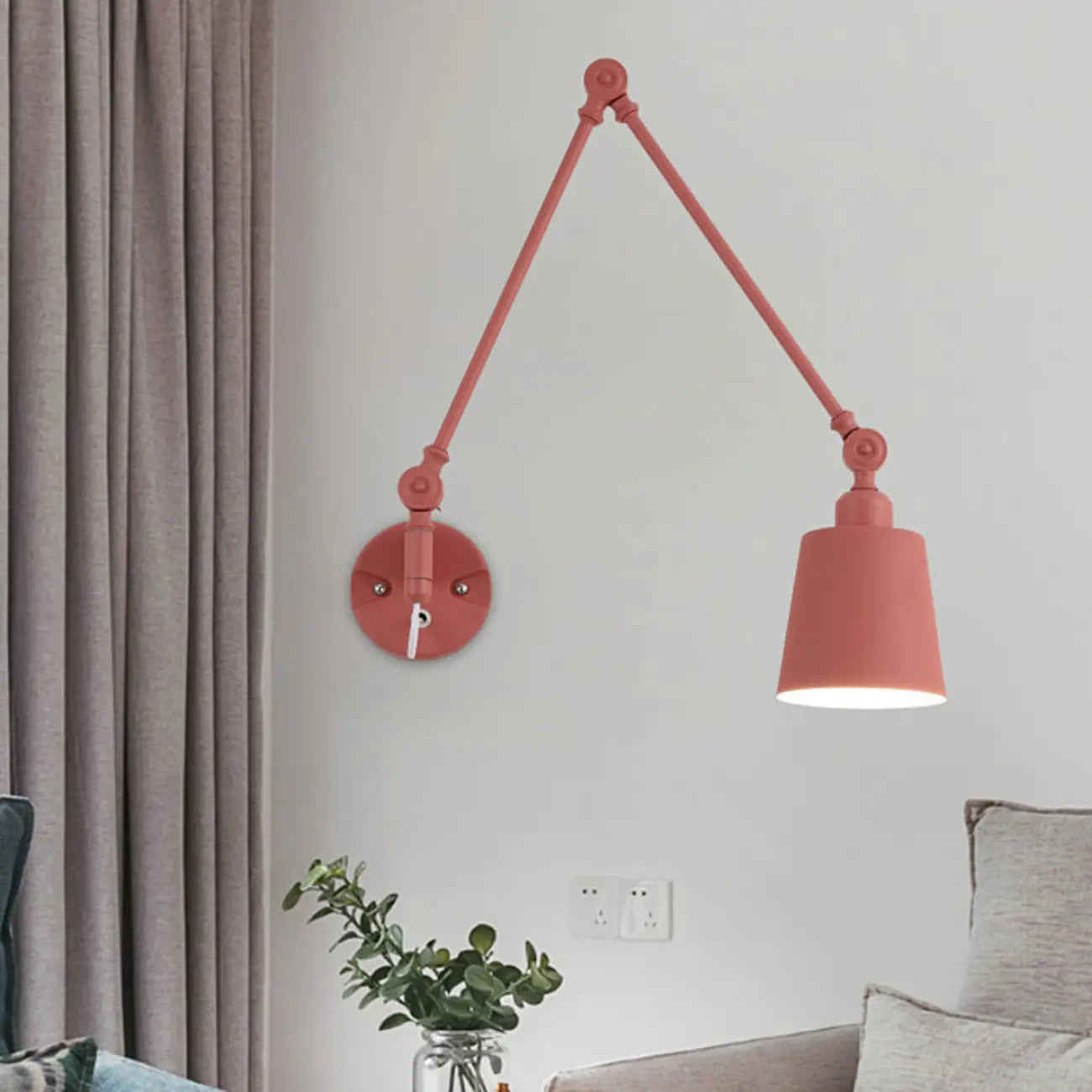 Adjustable Iron Swing Arm Wall Light for Bedside/Study Space