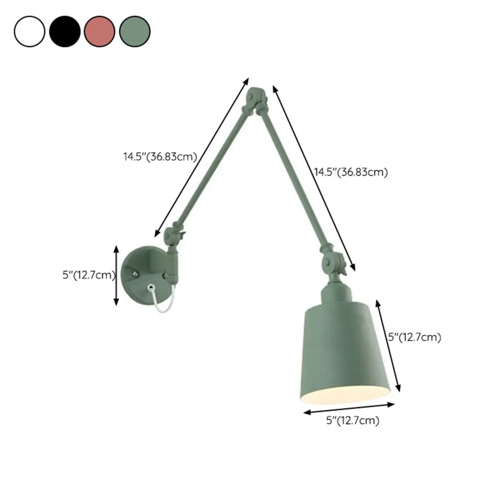 Adjustable Iron Swing Arm Wall Light for Bedside/Study Space