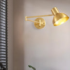 5 to 9 Inch Modern Swing Arm Brass Wall Light for Bedside
