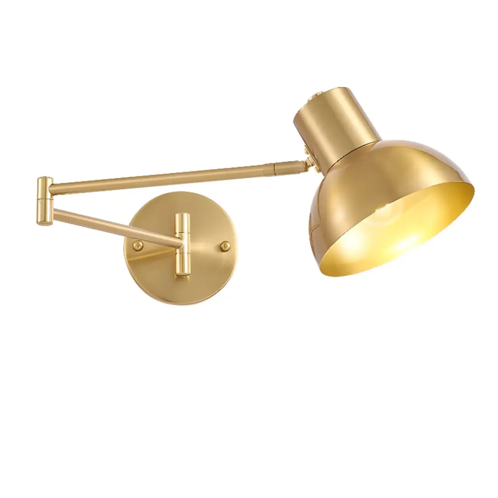 5 to 9 Inch Modern Swing Arm Brass Wall Light for Bedside