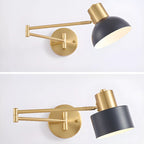 5 to 9 Inch Modern Swing Arm Brass Wall Light for Bedside