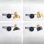 5 to 9 Inch Modern Swing Arm Brass Wall Light for Bedside