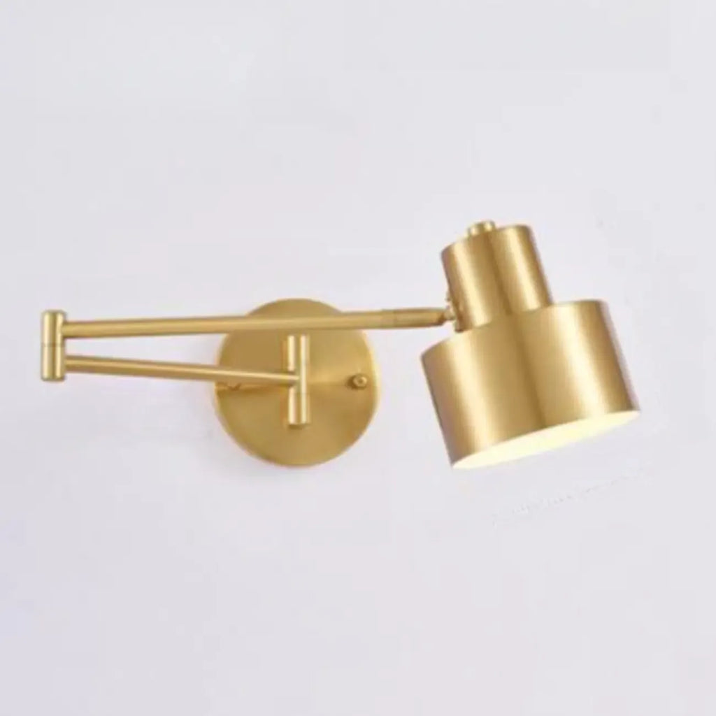 5 to 9 Inch Modern Swing Arm Brass Wall Light for Bedside