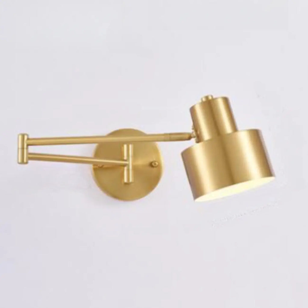 5 to 9 Inch Modern Swing Arm Brass Wall Light for Bedside