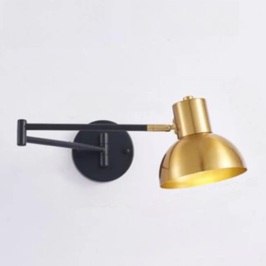 5 to 9 Inch Modern Swing Arm Brass Wall Light for Bedside