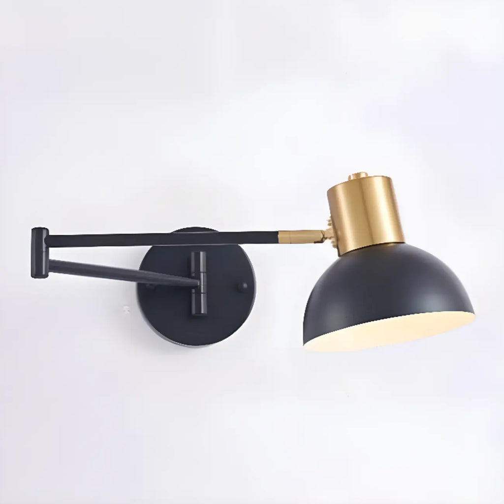 5 to 9 Inch Modern Swing Arm Brass Wall Light for Bedside