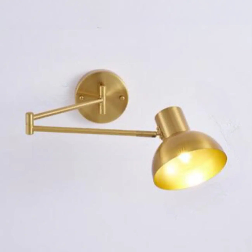 5 to 9 Inch Modern Swing Arm Brass Wall Light for Bedside
