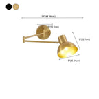 5 to 9 Inch Modern Swing Arm Brass Wall Light for Bedside