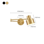 5 to 9 Inch Modern Swing Arm Brass Wall Light for Bedside