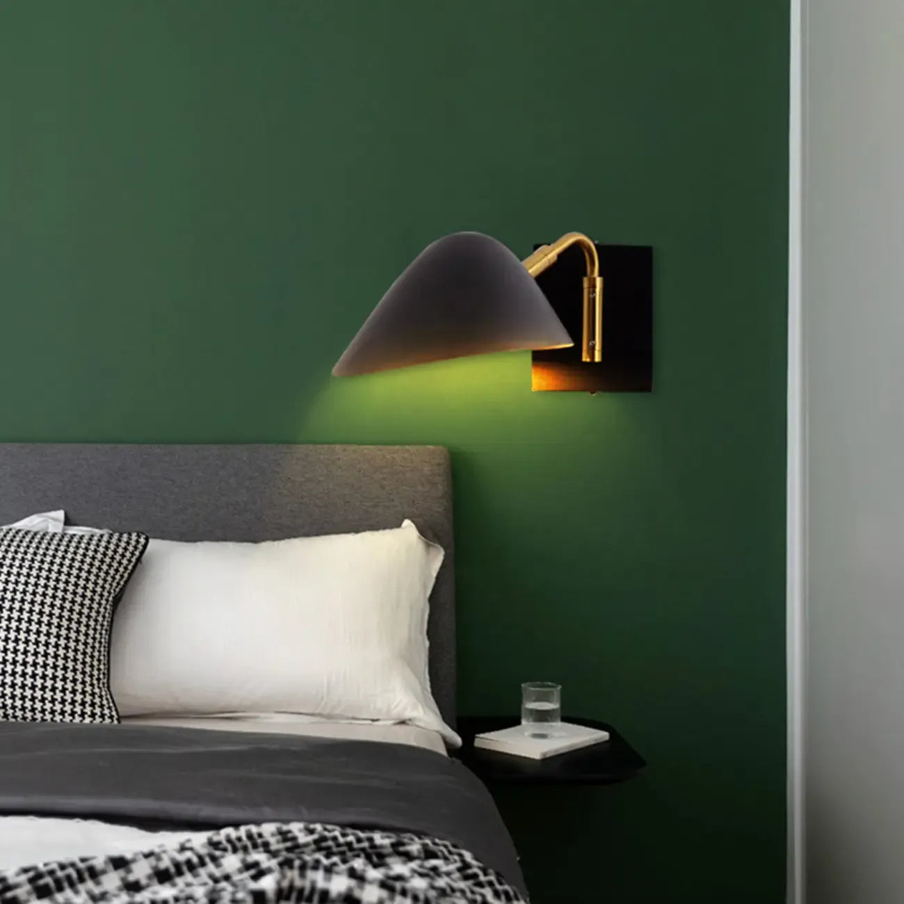 Black Metal 2-Light Swing Arm Wall Lamp for Living Room