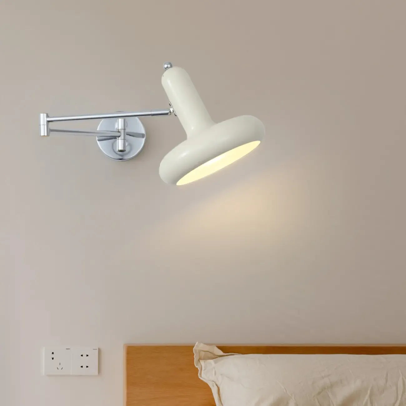 Mini Adjustable Iron Swing Arm Wall Light for Bedside Use