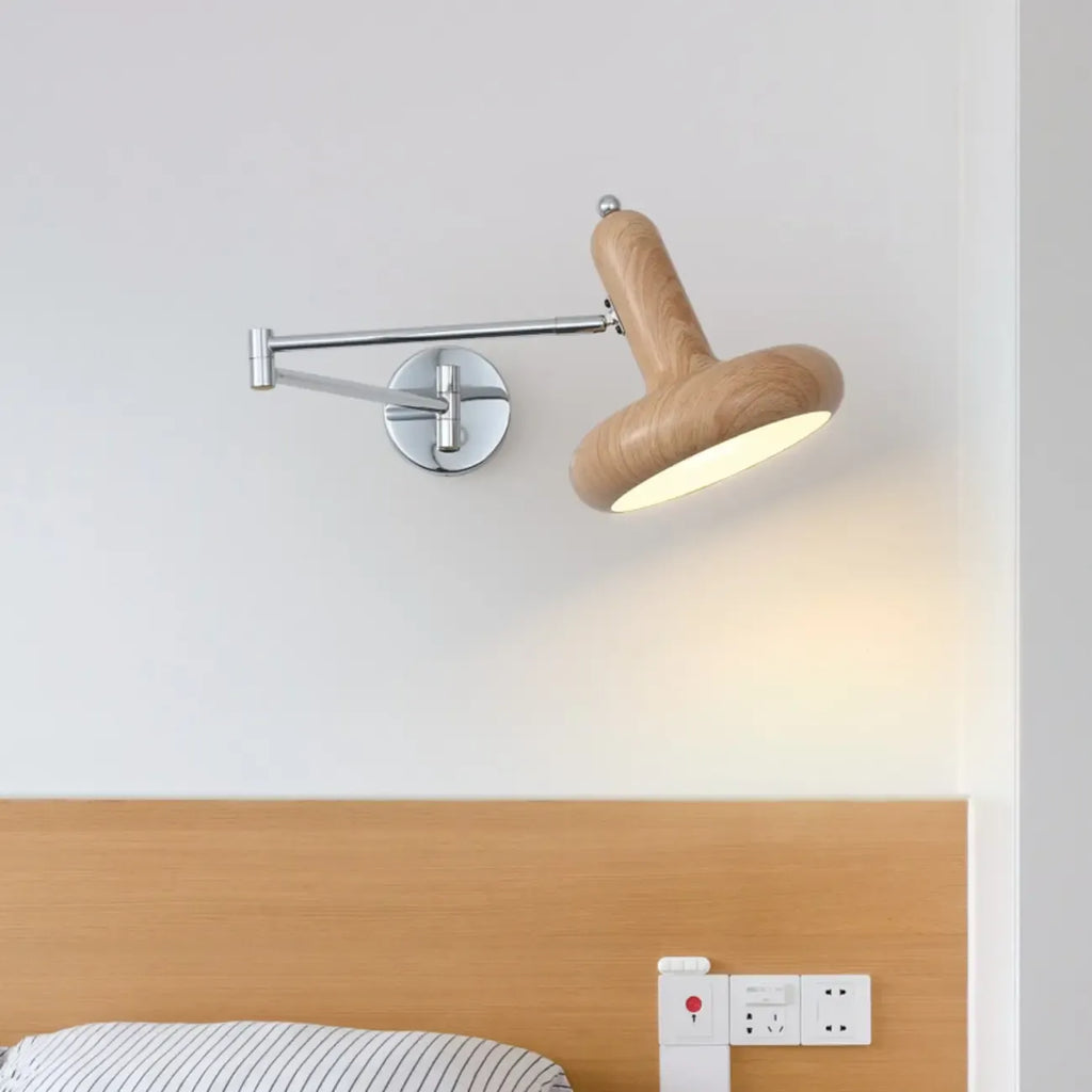 Mini Adjustable Iron Swing Arm Wall Light for Bedside Use