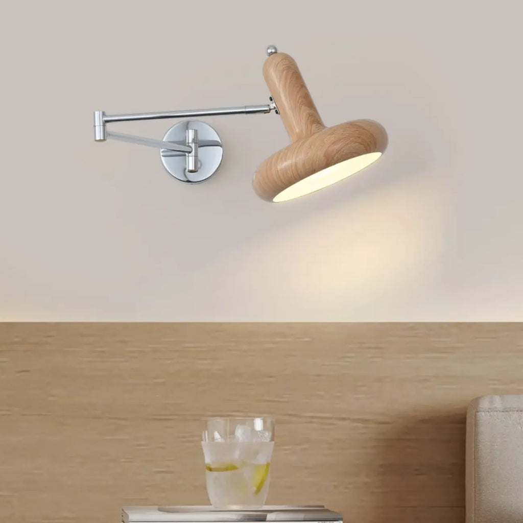 Mini Adjustable Iron Swing Arm Wall Light for Bedside Use