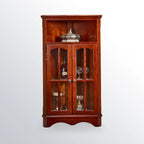 Classic Storage Corner Cabinet with Glass Doors & Shelf