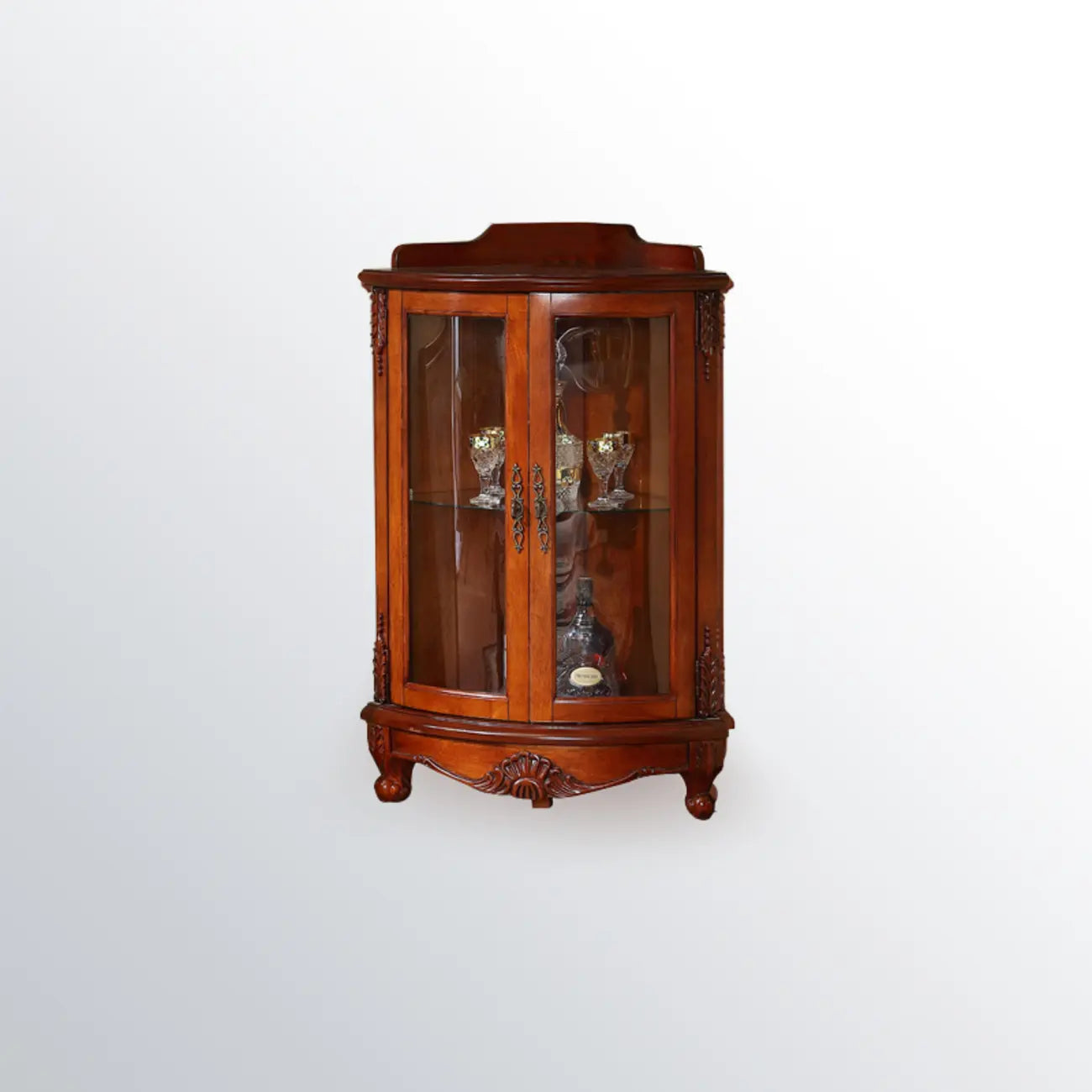 Classic Storage Corner Cabinet with Glass Doors & Shelf