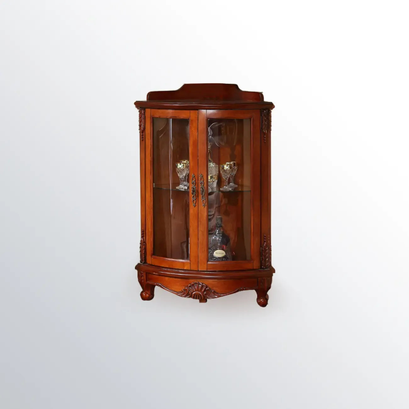 Classic Storage Corner Cabinet with Glass Doors & Shelf