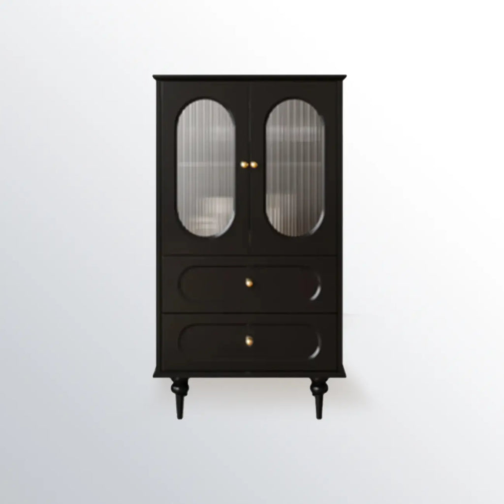 Elegant Black Wooden Accent Cabinet with Drawers & Doors