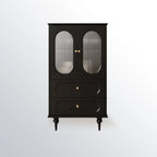 Elegant Black Wooden Accent Cabinet with Drawers & Doors