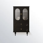Elegant Black Wooden Accent Cabinet with Drawers & Doors