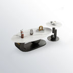 Modern Metal White Stone Oval Coffee Table for Home