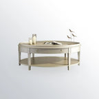 Luxury Oval Wood Coffee Table with Drawer for Living Room