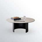 Modern Travertine White Round Coffee Table with Unique Base