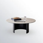 Modern Travertine White Round Coffee Table with Unique Base