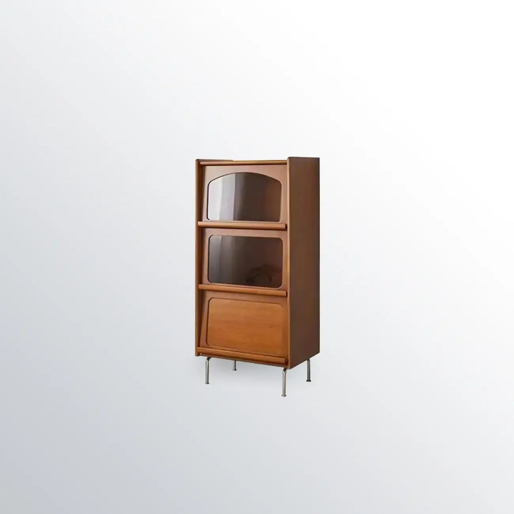 50 Modern Pine Wood Storage Cabinet with Glass Door