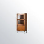 50 Modern Pine Wood Storage Cabinet with Glass Door