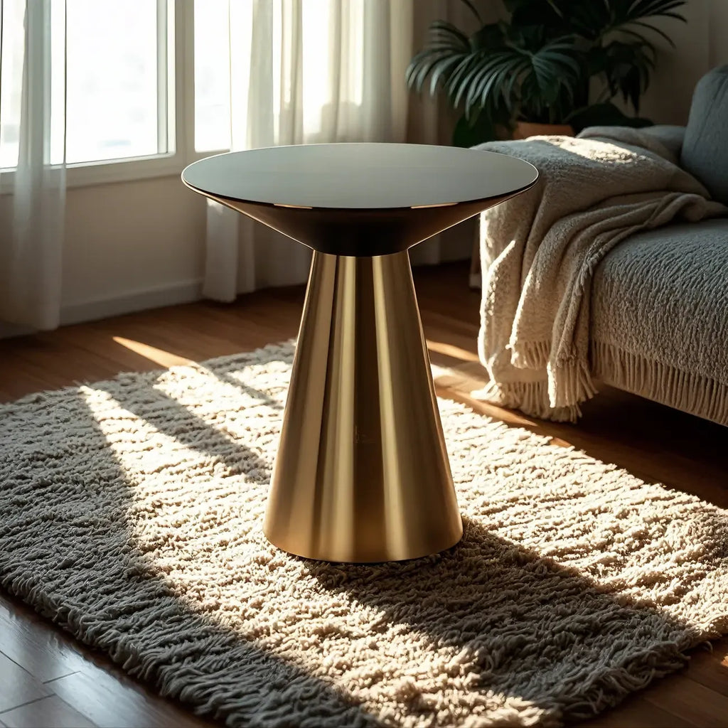 Minimalist Modern Silver Metal Side Table for Living Room