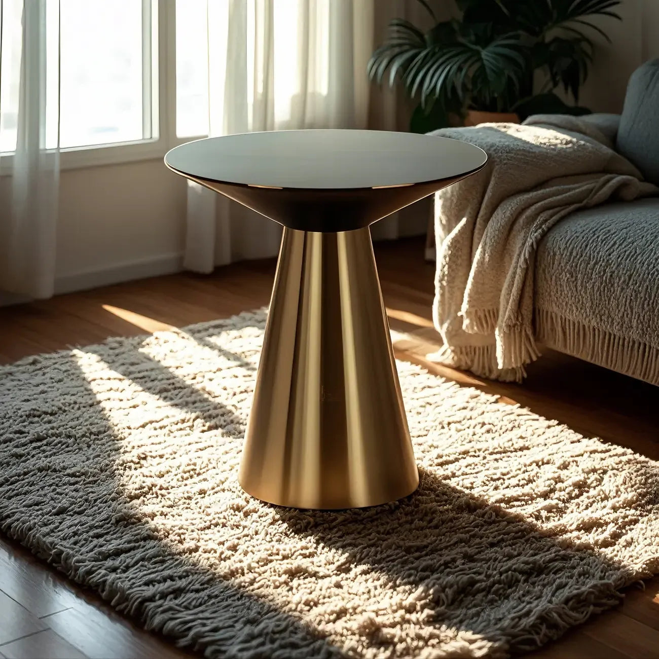 Minimalist Modern Silver Metal Side Table for Living Room