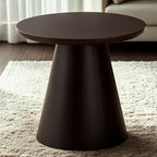 Modern Round Brown Solid Wood End Table for Living Room