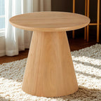 Modern Round Brown Solid Wood End Table for Living Room