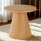 Modern Round Brown Solid Wood End Table for Living Room