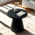 Modern Round Brown Solid Wood End Table for Living Room