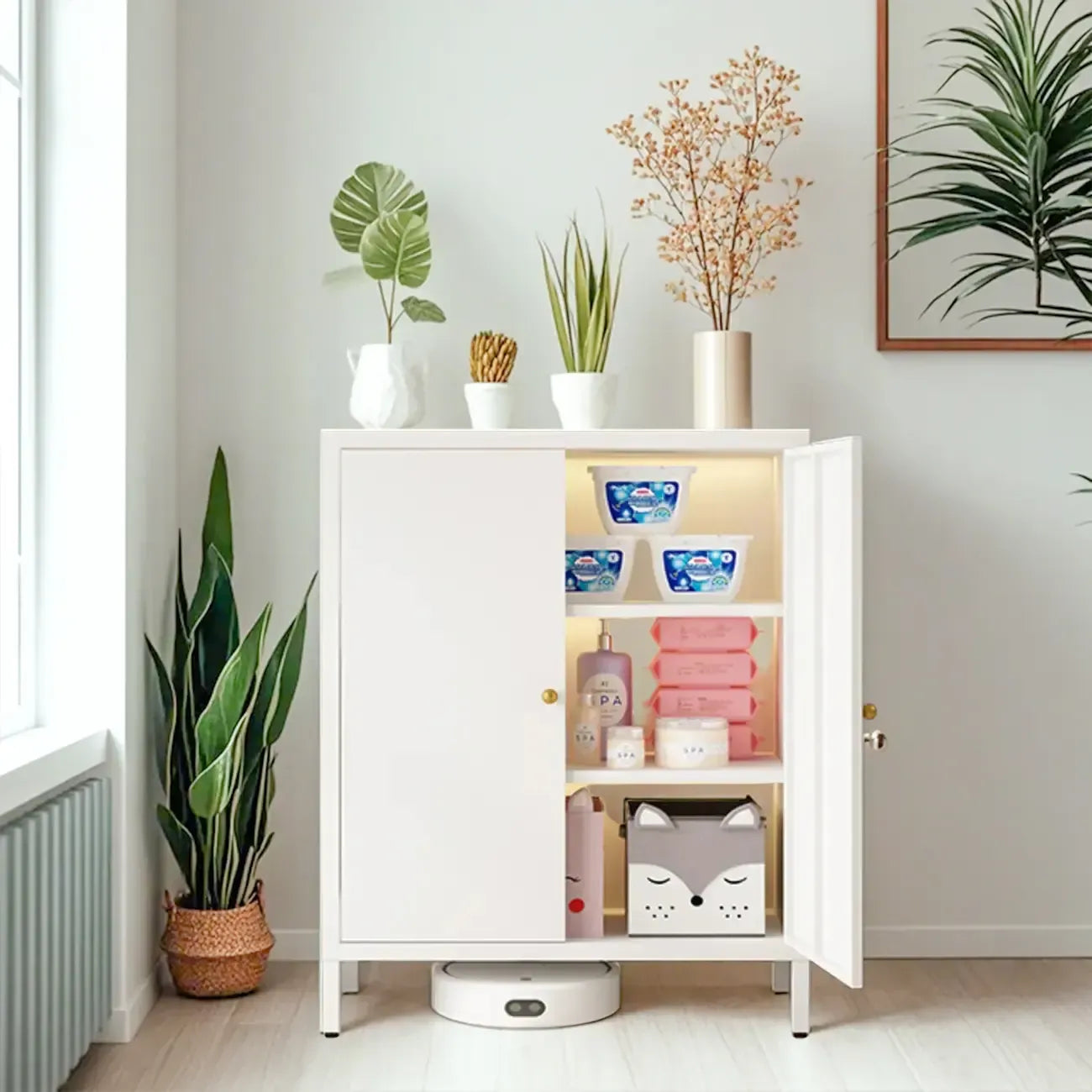 3/4 Shelves Wooden Storage Cabinet with Standard Length