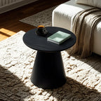 Modern Round Brown Solid Wood End Table for Living Room
