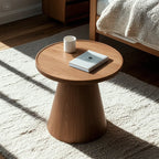 Modern Round Brown Solid Wood End Table for Living Room