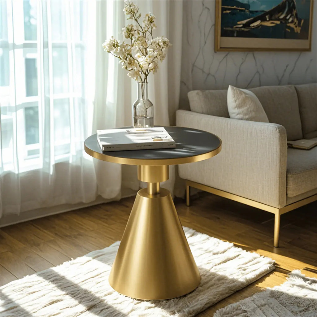 Stylish Sintered Stone Pedestal End Table for Living Room