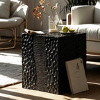 Modern White Square Block End Table for Living Room Decor