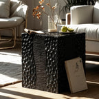 Modern White Square Block End Table for Living Room Decor