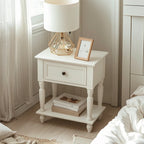 1-Drawer Brown Wood End Table for Small Space with Shelf