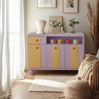 Adorable Purple Accent Cabinet with Exterior Shelf