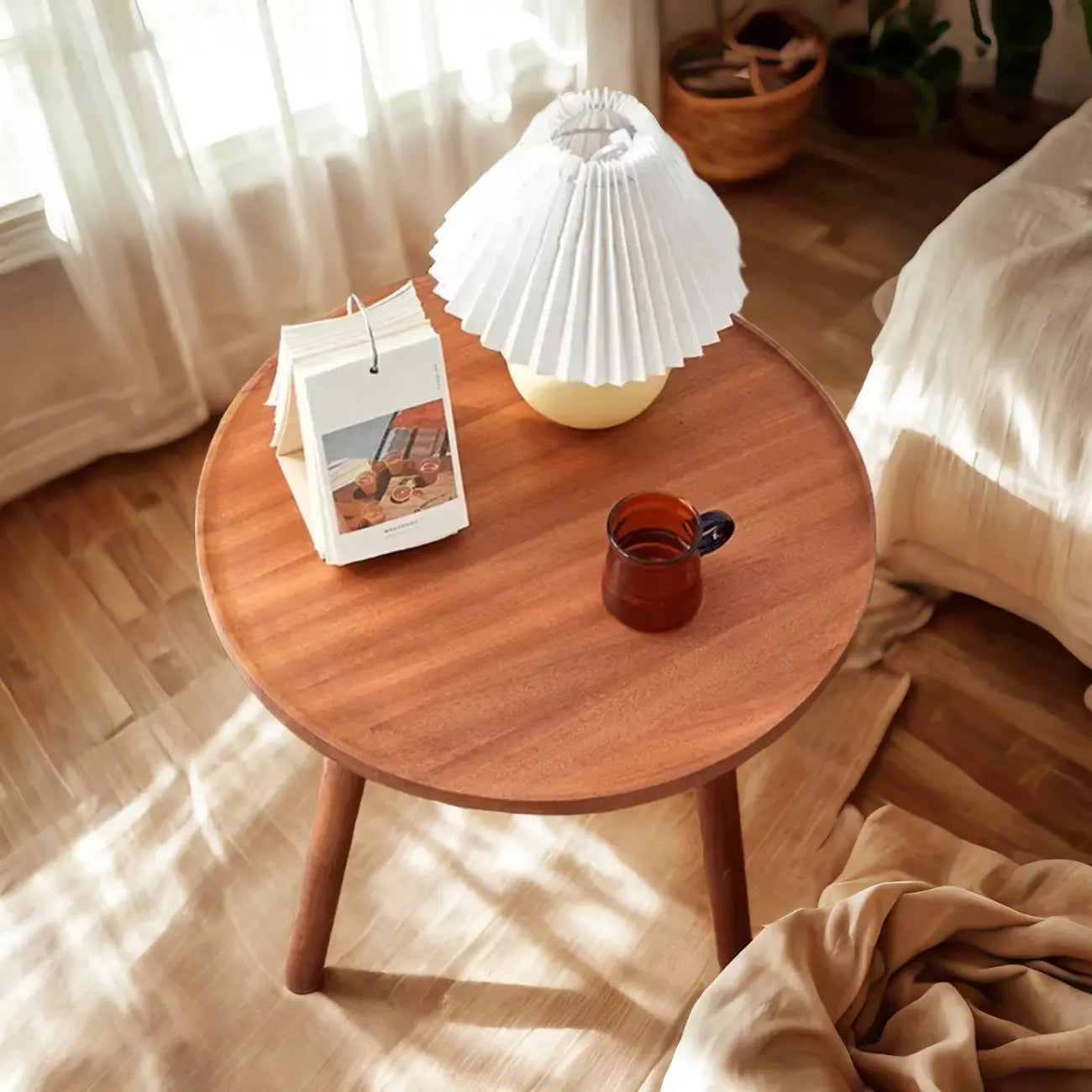 Modern Wooden Flower-Shaped Side Table for Living Room