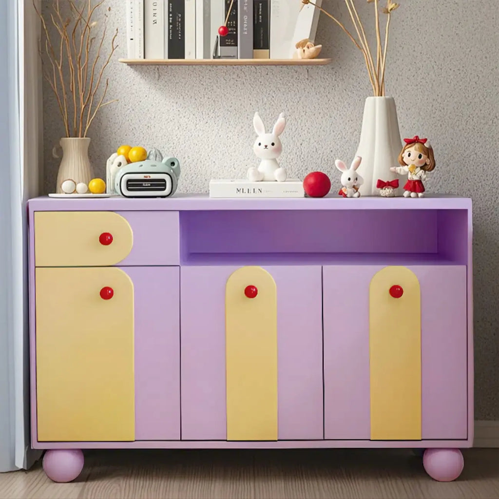 Adorable Purple Accent Cabinet with Exterior Shelf