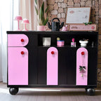 Adorable Purple Accent Cabinet with Exterior Shelf