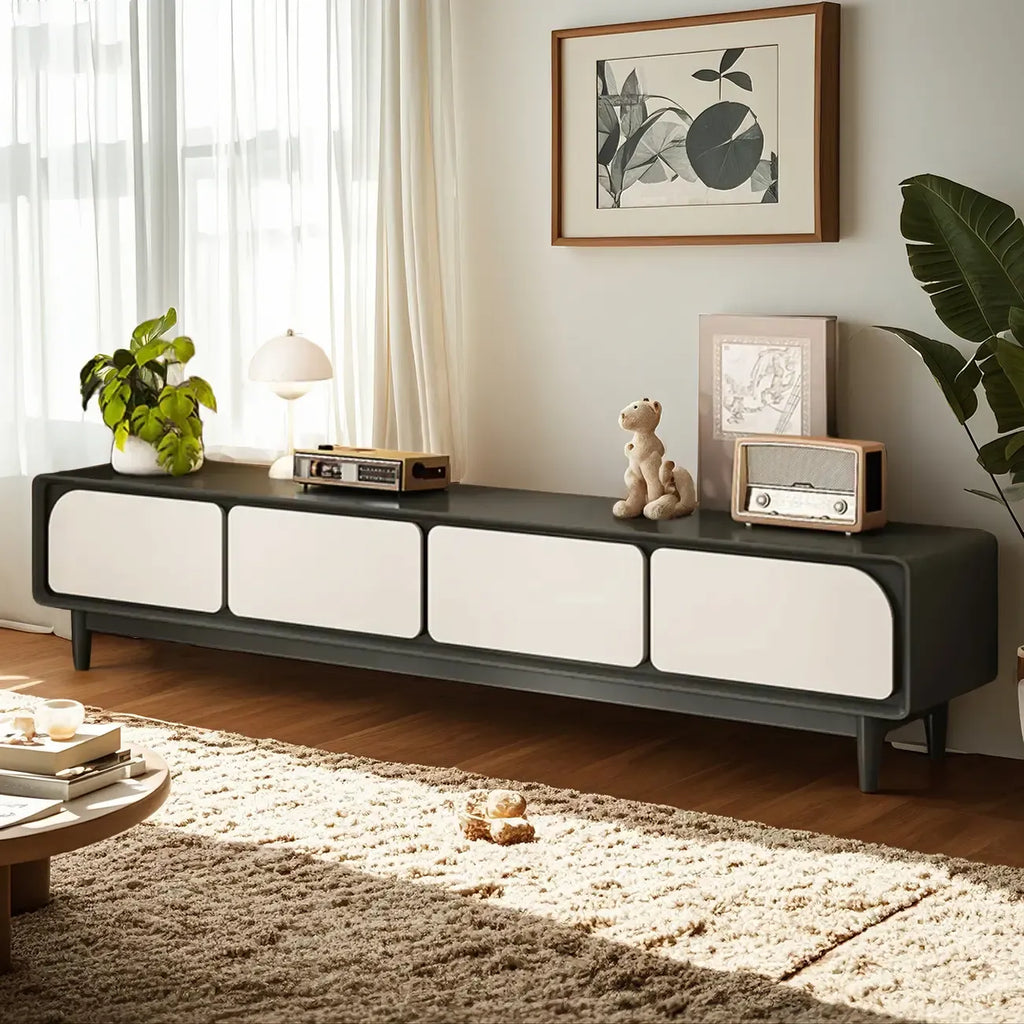 Contemporary Cream Wood Drawers Cable Management TV Stand